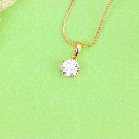 "Sparkling White Solitaire Pendant in Gold – Radiant Charm, XPPT1640 - Picture 10 of 13